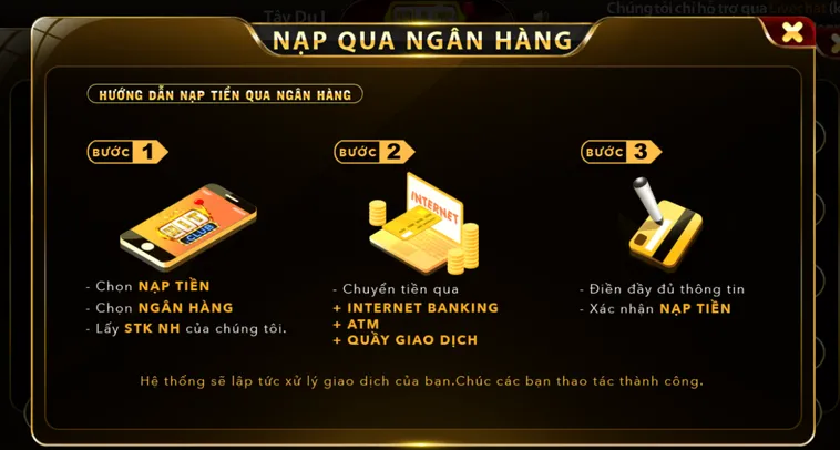 Hướng dẫn quy trình nạp tiền qua tài khoản ngân hàng tại Hitclub.