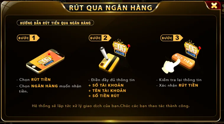 Rút Tiền HitClub Qua Ngân Hàng An Toàn Nhanh Chóng Trong Vài Phút
